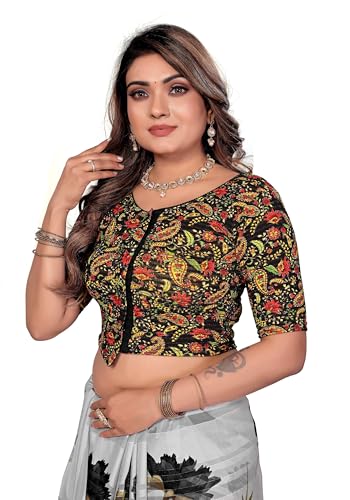 Crop top choli Kalamkari imprimé avec crochets devant pour saree - 2