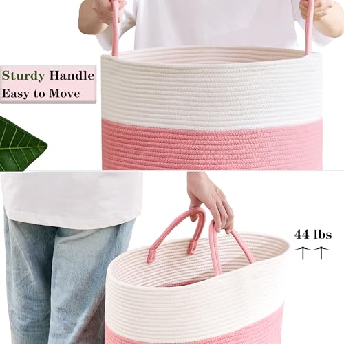 Image of Pink Hamper for Nursery Baby Girls Laundry Basket 80L Large