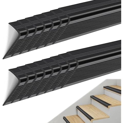15pcs 36IN Vinyl Flooring Stair Nose Non-Slip and Waterproof Stair Edging Self Adhesive Stair Edge Protector Stair Nosing Molding for Outdoor Indoor (Black) Cover