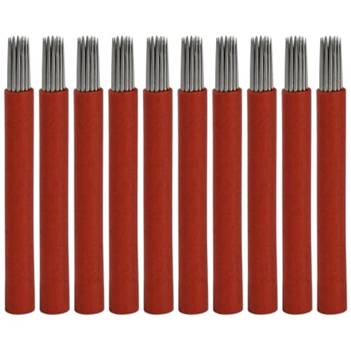 SOIMISS 50 piezas Cuchillas de Microblading con Tubos de Plástico para Maquillaje Permanente Agujas para Diseño de Cejas Herramientas de Portátiles y Prácticas