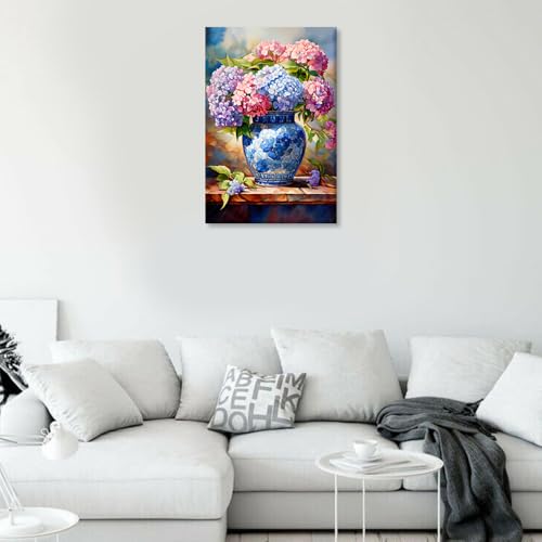 Cuadro de hortensias para sala de estar que transforma tu hogar en un oasis moderno 3