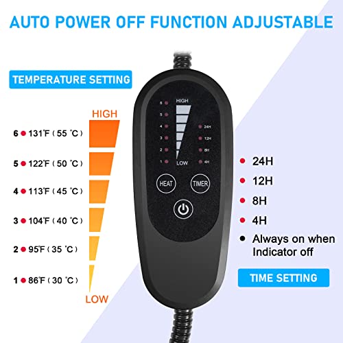 Clawsable Super Large Size Pet Heating Pad Electric Heating Pad For Dogs, Waterproof Dog Cat Heating Pad, Adjustable Warming Mat With 6 Temperature & 4 Timers Set Auto Off Anti-Chew Cord (L-36"X24") #TOP2