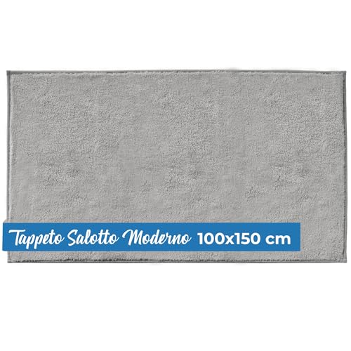 Comart - Alfombra Decorativa Puffy - Diseño Moderno - Lavable a máquina - Base Antideslizante - Súper Suave - Pelo Corto - Alfombra para salón y Dormitorio - Gris - Rectangular 100 x 150 cm