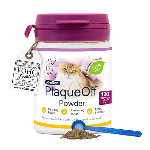 ProDen PlaqueOff 40g Powder for Cats, 100% Natural Tooth Care Powder, Protects Against Bad Breath, Helps with Tartar and Plaque