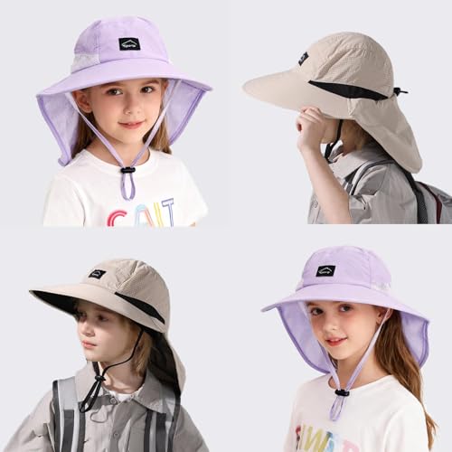 Image of ZOORON Kids Sun Hat with Neck Flap UPF 50+ Beach Hats for Baby Boys Girls