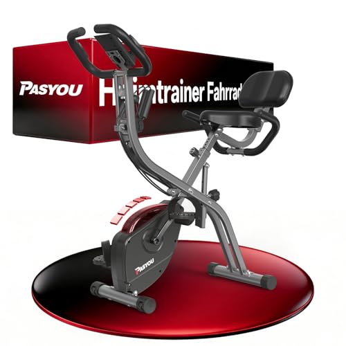 PASYOU 3 IN 1 Heimtrainer Fahrrad, Klappbar Indoor Fahrrad mit 10 Stufen &...