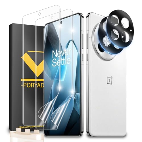 WILLONE 2+2 Pack for OnePlus 13 Screen Protector (6.82 inches) with Camera Lens Protector Case Friendly Soft Film Fingerprint Unlock HD Clear