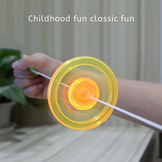 Htppzjr Flywheel Spinning Spinner Fidget Light Rainbow Lightshow Orbital Flash Novelty Adult's Gift Pull Line Flashing Glow in The Dark Wheel Colorful Sorting and Stacking