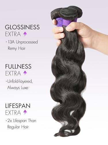 Luvme Peruvian Hair Loose Body Wave 3 Bundles 20 22 24 Inches 10A Human Hair Weave Bundles Natural Color thumb #2