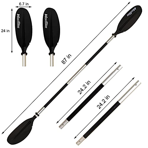 Mortime 87 In Kayak Paddles, Heavy Duty Aluminum Shaft And Polyethylene Ribbed Blades For Kayaks, Canoes, Small Boats, 220 Cm #TOP3