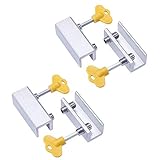 ETSAMOR 4 Pack Sliding Window Locks with Key Adjustable Aluminum Alloy Door Frame Security Lock...