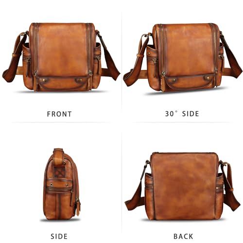 IVTG Genuine Leather Purse and Messenger Bag for Men Leather Shoulder Bag Crossbody Bag Satchel Purse Briefcase with Strap4