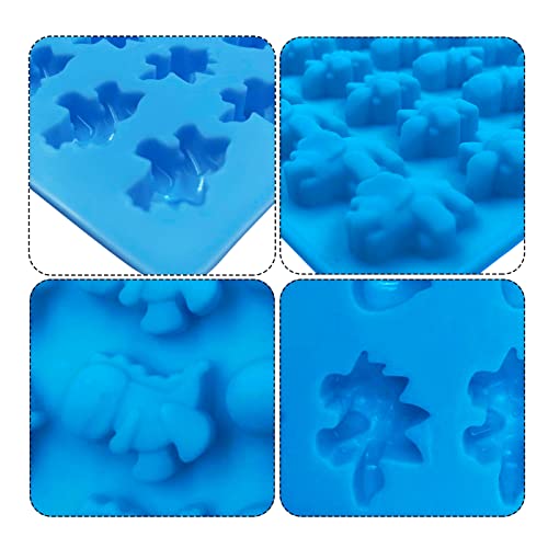 Palksky Mini Dinosaur Silicone Candy Molds/Dragon Gummy Bear Mold, Non-Stick Gummie Chocolate Gelatin Tray (4-Pack+4 Droppers) Creates 192 Sweet Snacks Triceratops T-Rex Stegosaurus Brontosaurus #TOP7