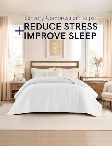Image of YnM Cooling Weighted Blanket for Adults, 20lbs Heavy Bed Throw for One Person of 190lbs, Perfect for Hot Sleepers or Warm Climates with Cooling Rayon /Glass Beads(60x80 Inches,Queen Bed, White)