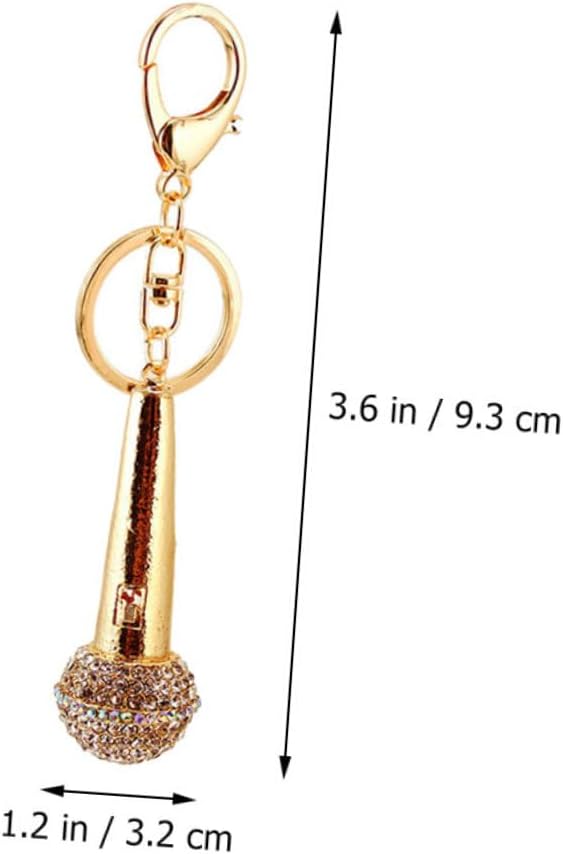 Rhinestone Microphone Keychain Sparkling Music Voice Bag Pendant Unique Keyring Charm for Decor Music and Key Accessories image 2