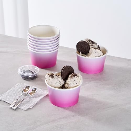 Image of Coppetta 8 Ounce Dessert Cups, 50 Greaseproof Ice Cream Cups - Lids Sold Separately, For Hot And Cold Foods, Purple And Blue Ombre Paper Yogurt Bowls, Disposable, Sturdy - Restaurantware