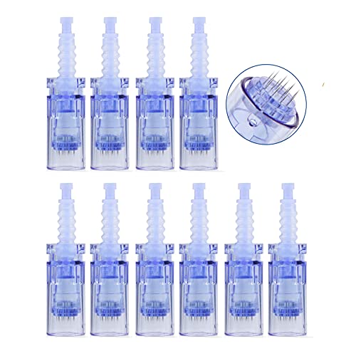 12Pin Micro Needles Dermapen Agujas de repuesto Puntas Ranura para cartucho, Bajonett Port, para Derma Pen Eléctrico Antienvejecimiento Arrugas, 10 piezas/paquete