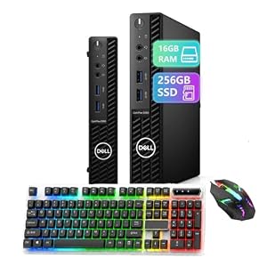 Dell Mini computadora de escritorio OptiPlex 3080, Hexa-Core i3-10100 3.6 GHz hasta 4.3 GHz, 16 GB DDR4 RAM, 256 GB SSD, teclado y ratón, USB WiFi+BT, Windows 11 Pro (renovado)