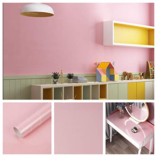 Sumistick Glossy Pink Wallpaper Peel And Stick Countertop Contact Paper 15.8"X394" Self-Adhesive Removable Glitter Wallpaper For Girls Kids Room Dresser Table Kitchen Cabinets Counter Top Covers #TOP4