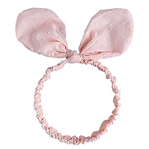 RQJ Baby Girls Rabbit Ear Headband Bunny Headwrap Infant Headwear Turabn Hair Band Halo (Pink)3