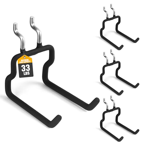 ELEAD 4-Piece Flat Pegboard Hooks, Peg Board Organizer Accessories for Hanging, Fit 1/4' Pegboard, Peg Board Tool Hangers for Garage Kitchen Workbench