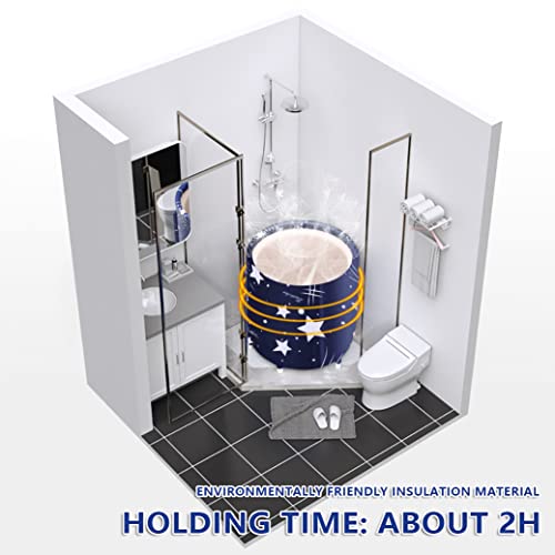 MKSY Portable Bathtub Foldable Bathtub for Adults, Soaking Standing Bath Tub Separate Family Bathroom SPA Tub for Ice Bath Hot Bath (Blue Sky) - Image 3