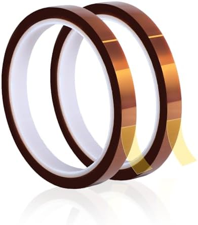 Heat Tape for Sublimation,2 Rolls 10mm x33m(108ft) Heat Resistant Tape,High Temperature Tape,Heat Transfer Tape,Polyimide Tape for Electronics and Heat Vinyl Press No Residue