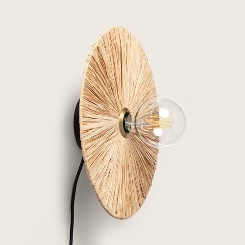 LEDKIA LIGHTING Aplique de Pared Rafia Kanga Natural Decoración Salón, Habitación, Dormitorio