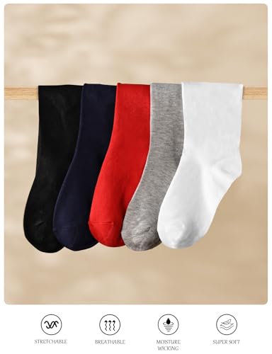 Image of Buauty 3 pairs Knee High Socks for Women, Casual Tube Socks, Athletic Socks Solid & Striped Sport Socks Outdoor Fashion