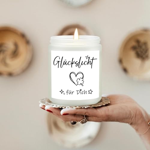 Duftkerze Kerze mit Spruch Glückslicht Geschenke für Frauen 7OZ Kerze im Glas Kerze Danke Geschenk für Frau Freundin Kollegen Mama Oma Geburtstag