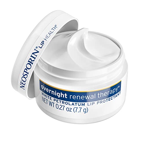 Neosporin Lip Health Overnight Renewal Therapy White Petrolatum Lip Protectant, Lip Moisturizer To Nourish & Repair Dry Lips, Helps Relieve, Prevent & Protect Chapped Lips, 0.27 Oz, 2 Pack #TOP4