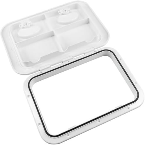 Miniatura 3 de SEAFLO Marine Boat Deck Rectangular Access Hatch - White/Black, Lock and Key/Regular Blanco
