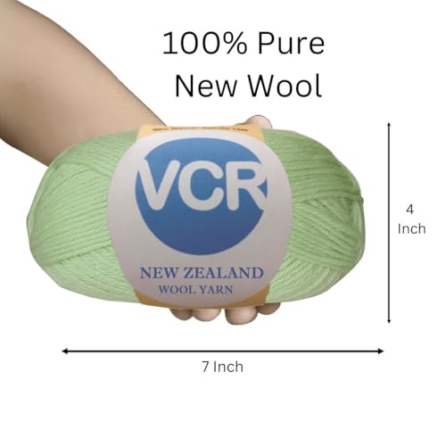 Image of VCR Pista Green Chunky Wool Yarn, 100 Grams, Hank, 196 Meters, 100% New Zealand Wool Knitting Yarn, Soft Crosia Thread Suitable for Baby Blankets & Booties Pack of 1