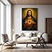 Eysintum Sacred Heart of Jesus Wall Art Christian Canvas Print Religious Home Decor Catholic Picture for Bedroom Living Room Prayer Room Ready to Hang 12x16in