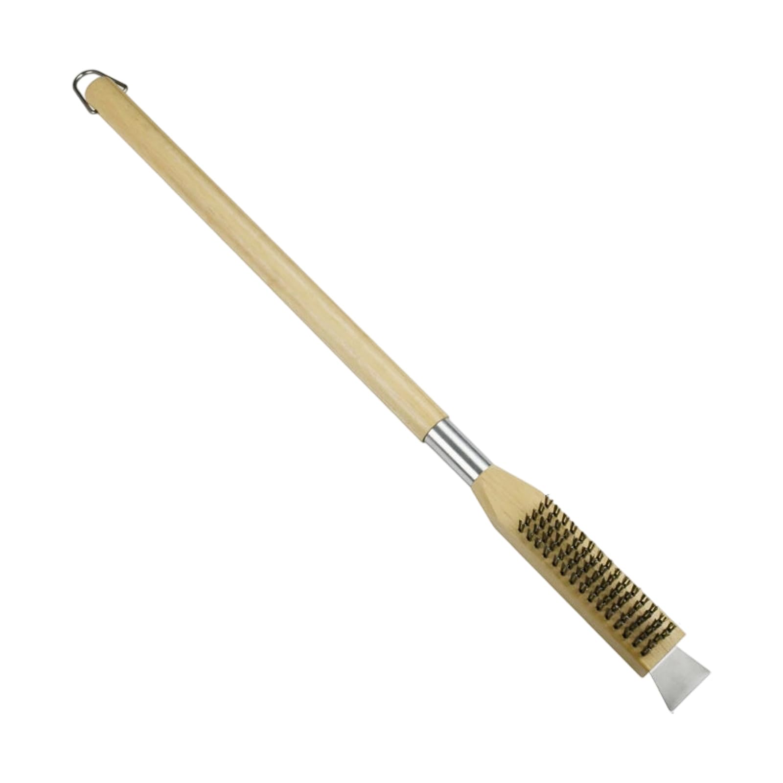 Buxuaaaa Steel Bristles Cleaning Brush with Scraper and Removable Head for Pizza Oven Grills Stone Daily Cleaning Professional Baking Stone Brush