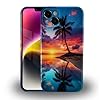 ZHEGAILIAN Case Compatible with iPhone 14,Sunset Beach Palm Tree 14 Luxury Cases for Girls,3D Slim Cover Hard TPU Back Shockproof Protective Case Compatible with iPhone 14 6.1-inch