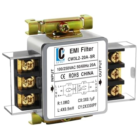 120V Power EMI line filte,Noise,Suppressor for Home Appliances,Industrial & Medical Equipment,115V/250V 20A 50/60Hz Cover