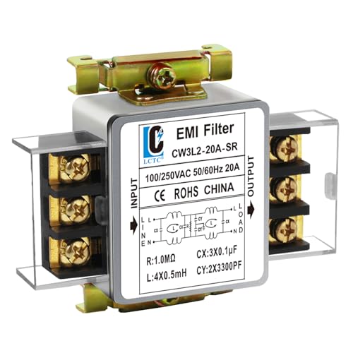 120V Power EMI line filte Noise Suppressor for Home Appliances Industrial & Medical Equipment 115V/250V 20A 50/60Hz