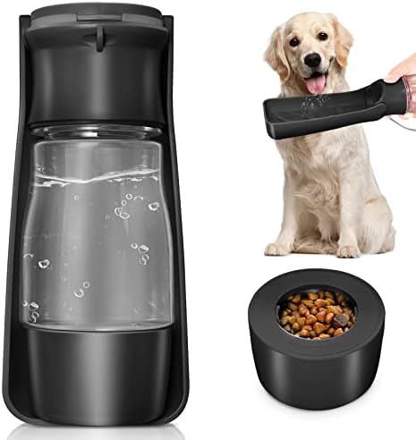 COMTENS Dog Water Bottle - Leak Proof Portable Puppy Water Dispenser with Drinking Food Container for Pet Outdoor Walking, Traveling, Hiking