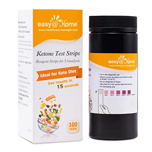 Easy@Home Ketone Strips 100 ct, FSA Eligible Professional Urine Sticks Monitor Keto/Ketogenic Low Carb Diet, Ketosis Levels for Weight Loss-Urinalysis Tests - 100 Strips