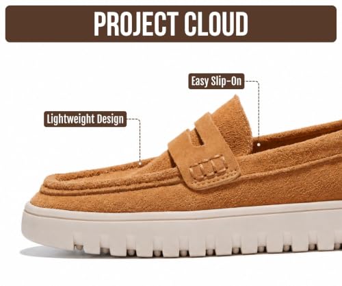 Image of Project Cloud 100% Genuine Leather Loafers for Women - Memory Foam Insoles Slip On Shoes for Women - Lightweight Womens Shoes - Non Slip Womens Loafers (Filide1)