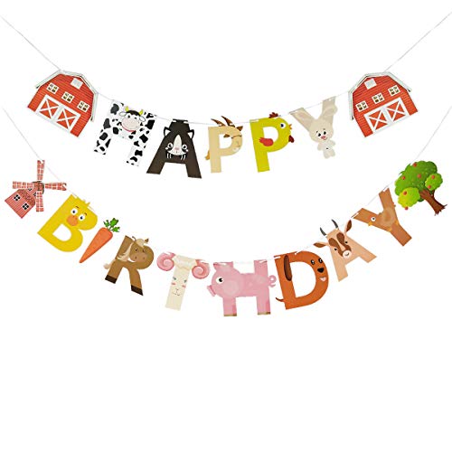 Farm Animals Birthday Banner Farm Animals Themed Birthday Baby Shower Party Decoration