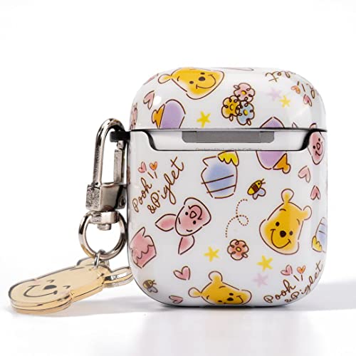 Airpods 2/1 Case - Pooh Bear Airpods Accessories Protective Cartoon Soft Case Cover Portable & Shockproof Women Girls Men For Airpods 2/1 Charging Case Egg Design With Crystal Material Keychain #TOP2