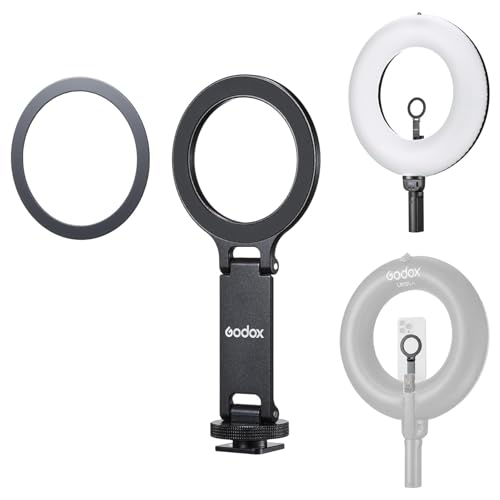 Godox LR15A-MagM Support de téléphone magnétique pour LR150 Air, Support de Smartphone Compatible MagSafe avec Adaptateur de Chaussure Froide, Pince de téléphone magnétique Pliable Vlogging