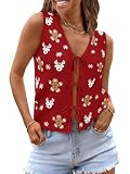 COCCKO Womens Summer Tops Vacation Beach Outfits Cute Tie Front Crochet Vest Knit Sleeveless Sweaters