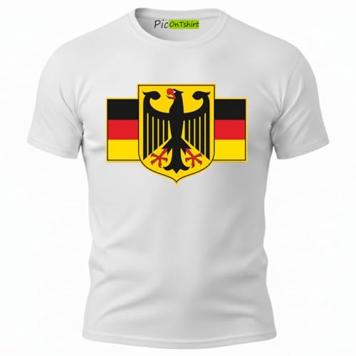 Deutschland Flagge Tshirt für Herren Vintage T-Shirt Männer Weiß M