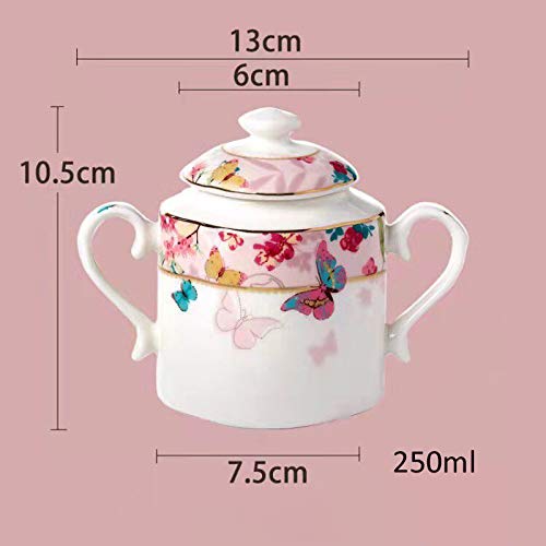 Eplze® YBK Tech Bone China Porcelain Milk Jug and Sugar Bowl Set for Coffee Tasting - Beautiful Butterflies Design - Image 3