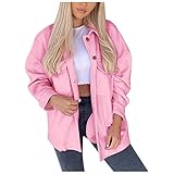 Lzjds Karojacke Damen,Steppjacke Damen Lammfellmantel GüNstige Regenjacke Damen Fellwesten Wollstrickjacken Ledermantel Mit Fell Jacken Damen Windbreaker Forstjacke Arbeits Regenjacke(Rosa, XL)