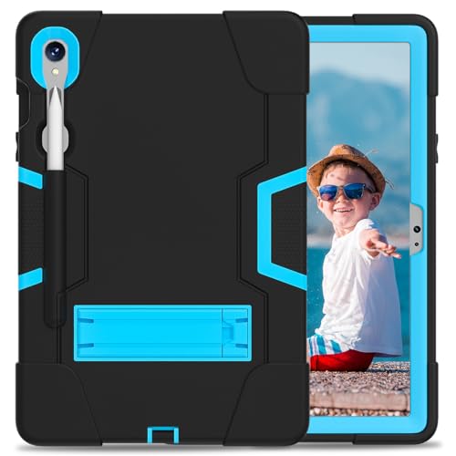 Meifei Case for Galaxy Tablet S10 FE 10.9" / S9 FE / S9 11" 2023, Soft Silicone & Hard Pc 3-Layer Military Protector Cover for Tab S10 FE /S9 FE/ S9 /S8 /S7 with S-Pen Holder Stand Black+Blue by Meifei - Used condition - Image 3