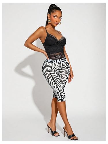 Image of RoseSeek Women's Y2K Leopard Mesh 3 /4 Length Club Capri Leggings